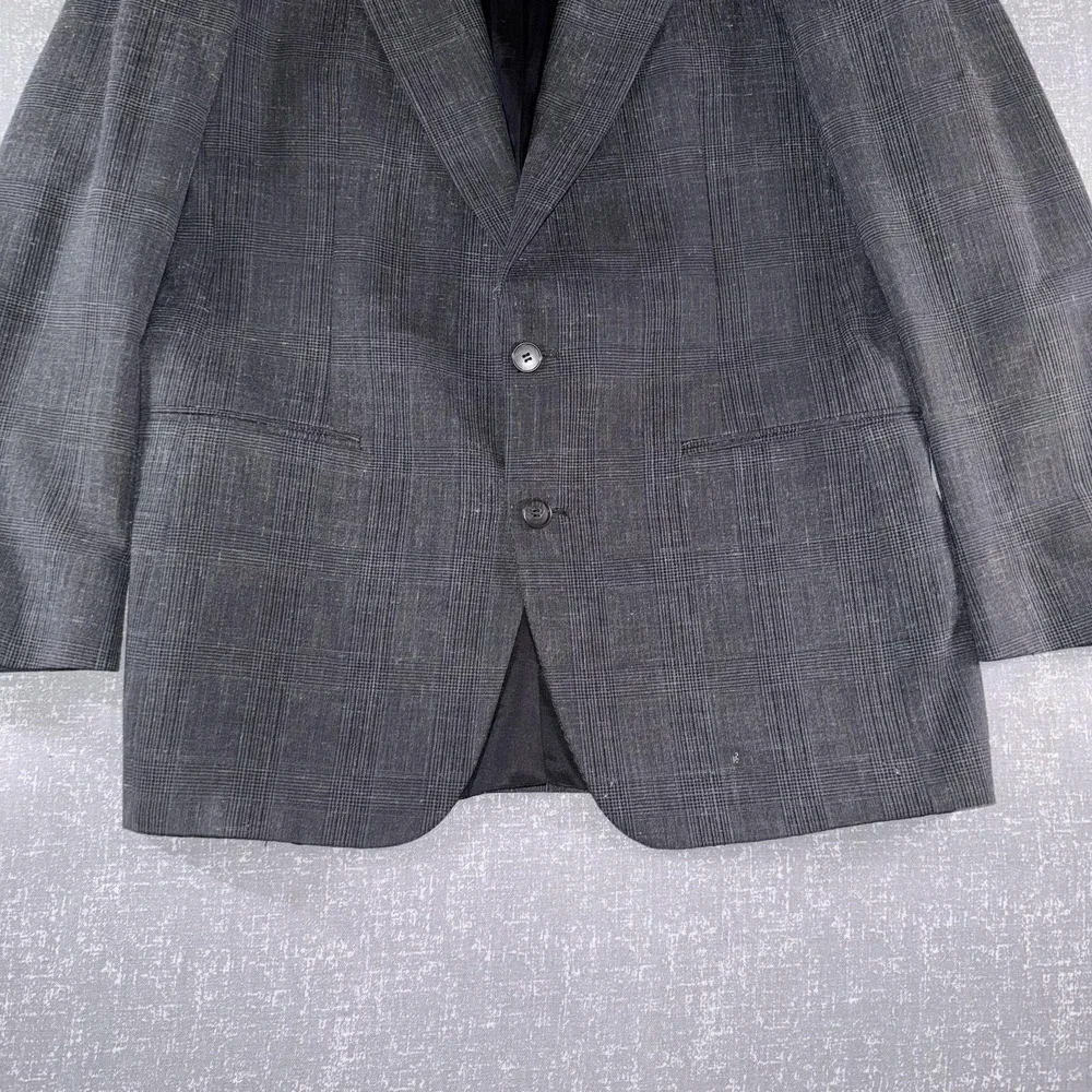 Pierre Cardin Blazer Mens 44 Gray Check Plaid Two Button Sport‎ Coat Jacket